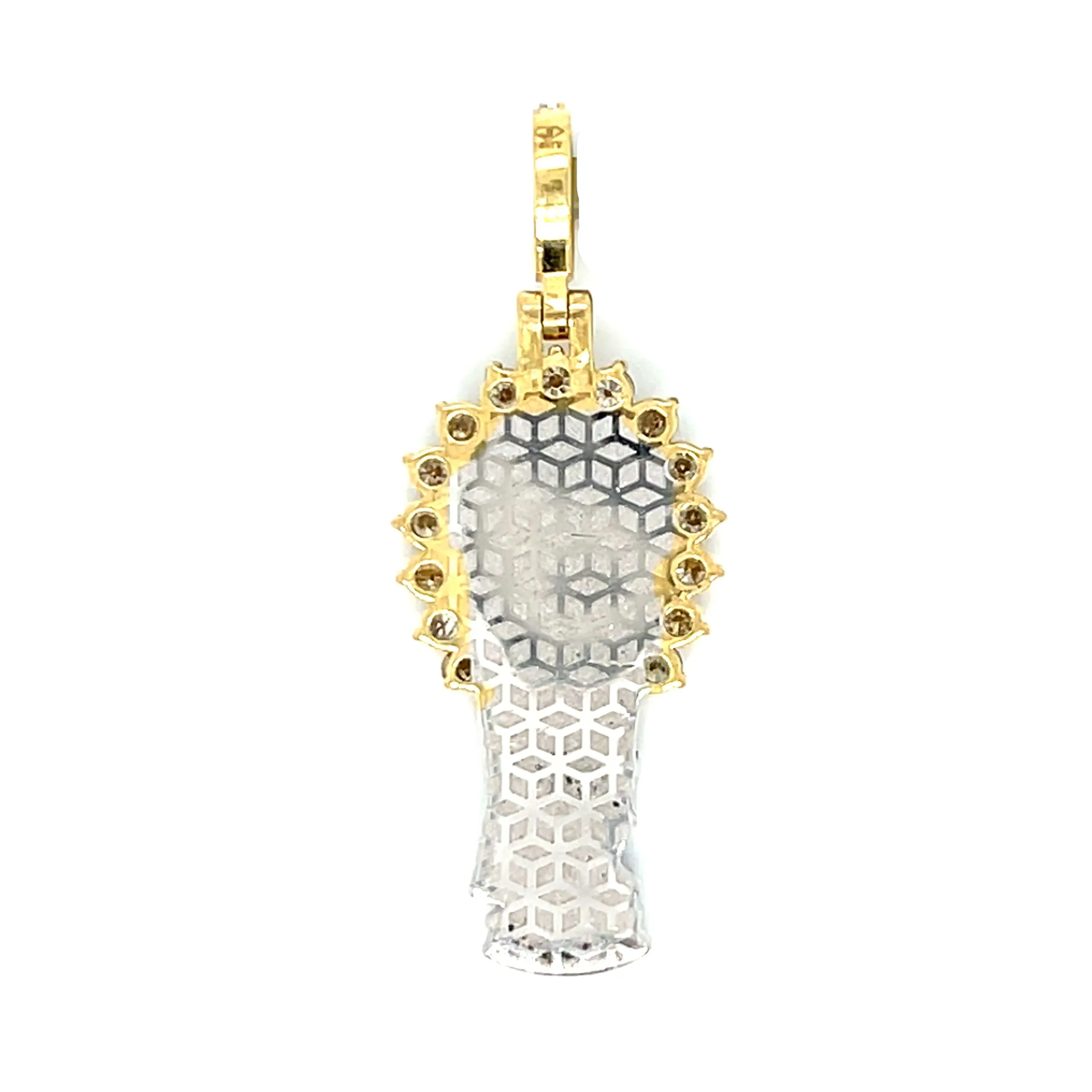 10k White Gold Two Tone Virgin Mary Pendant w/ .9ct of Natural Diamonds - CSP27496A