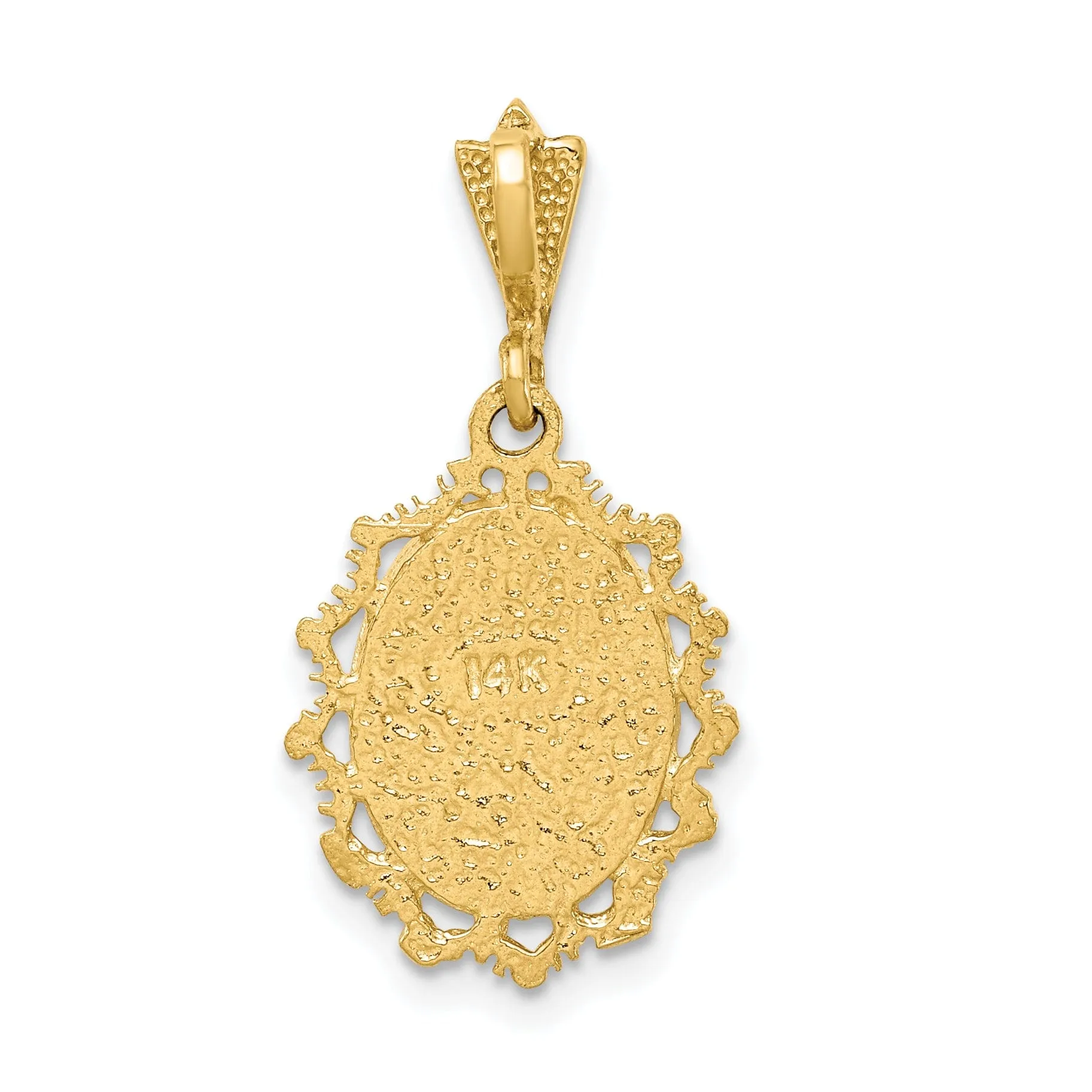 14K Two-tone Gold Polished St. Mary Medal Pendant