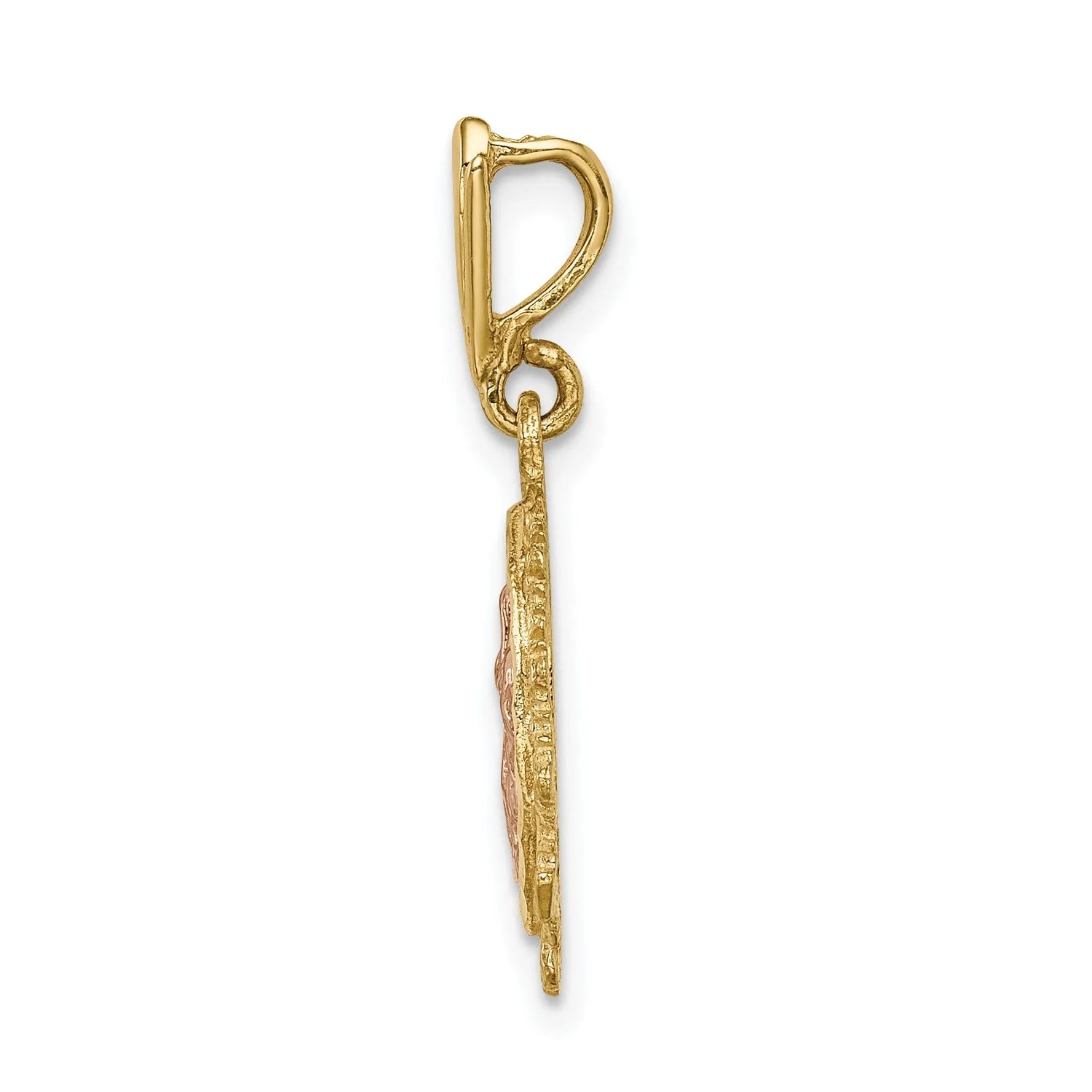 14K Two-tone Gold Polished St. Mary Medal Pendant