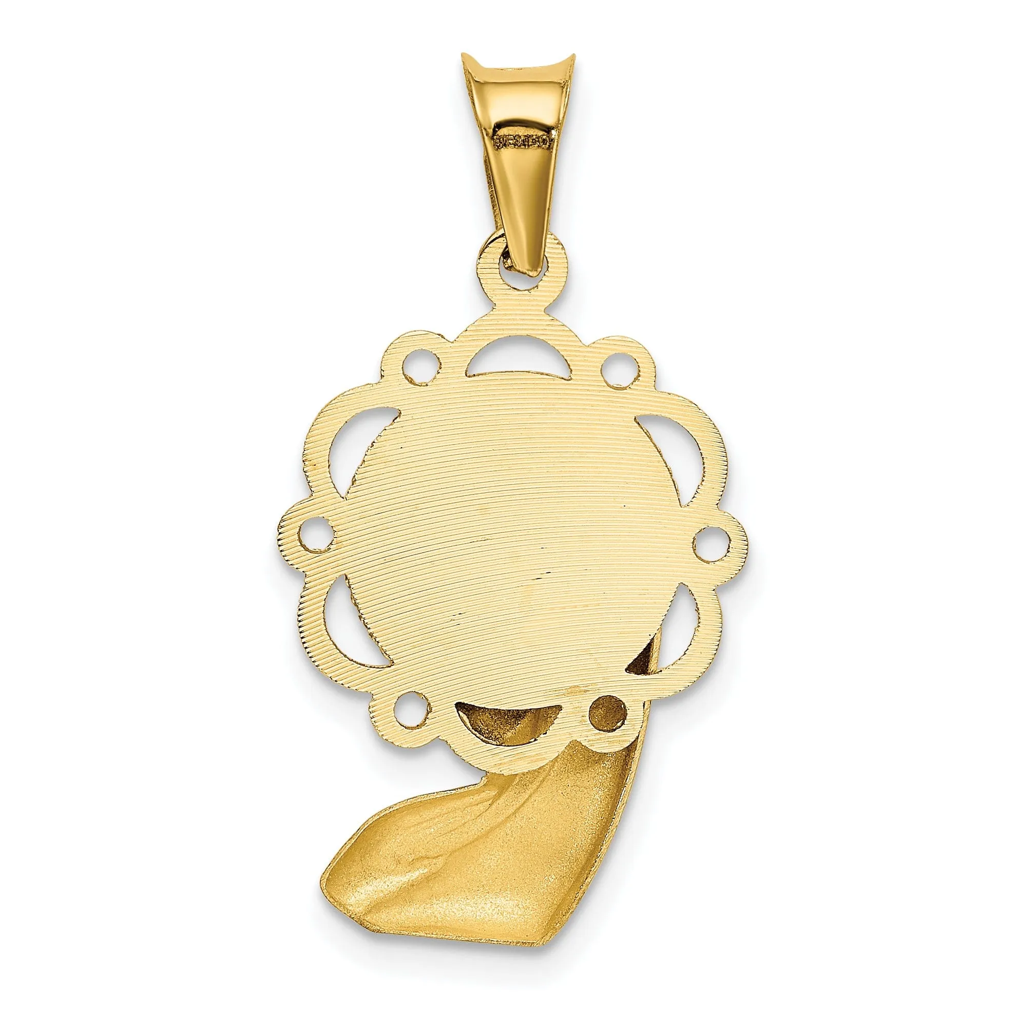 14k Two Tone Gold Satin and Mary Pendant