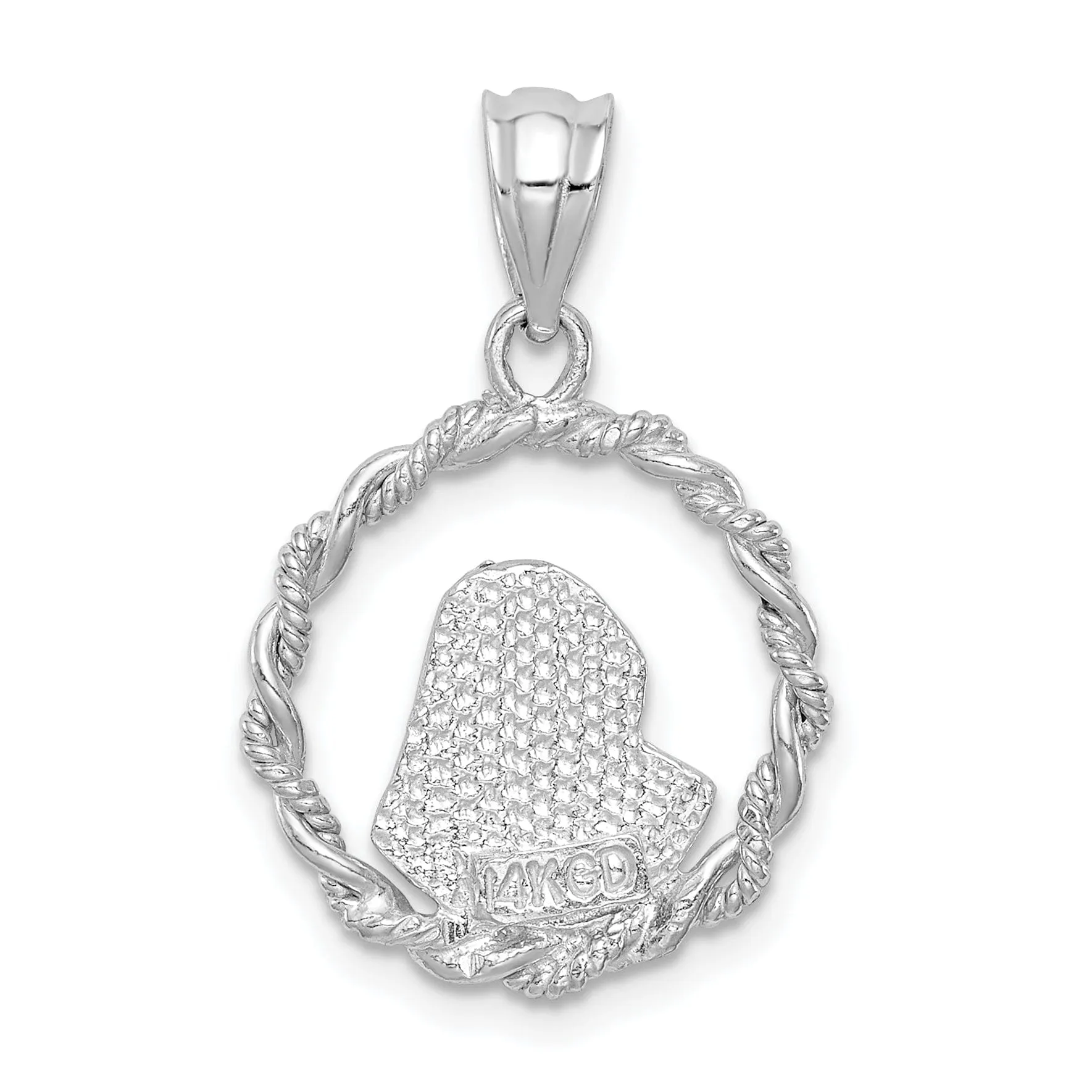 14K White Brushed and Polished Diamond-cut Virgin Mary Pendant