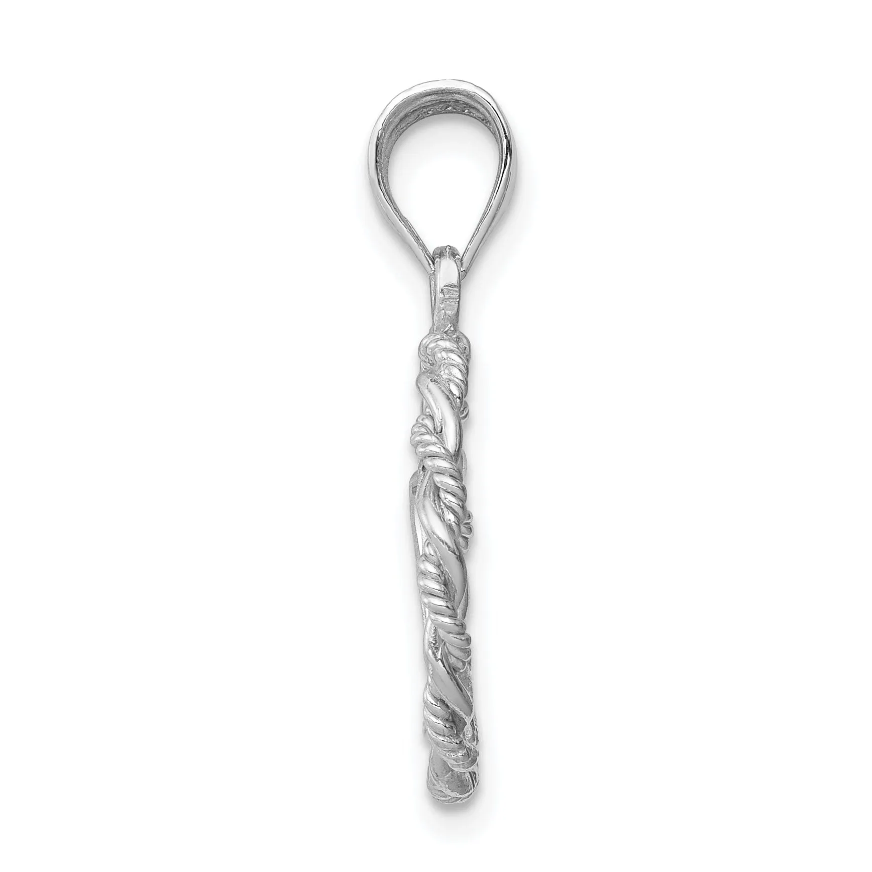 14K White Brushed and Polished Diamond-cut Virgin Mary Pendant