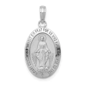 14k White Gold Miraculous Medal Pendant