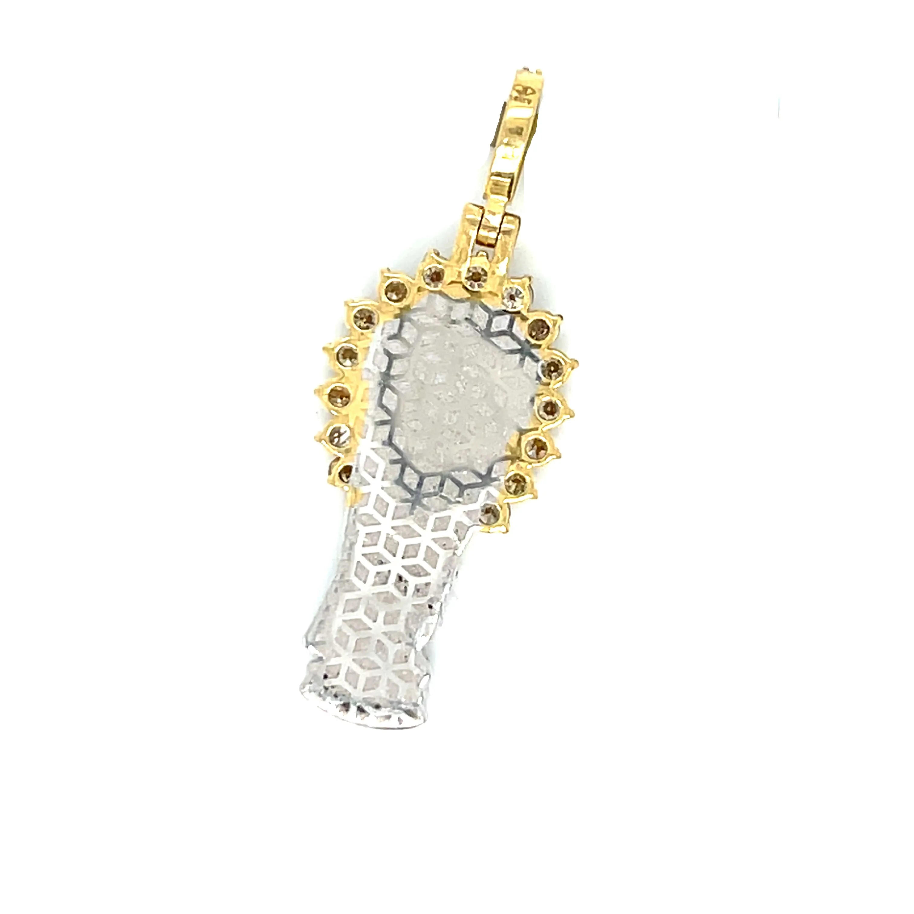 14k White Gold Two Tone Virgin Mary Pendant with .91ct of Natural Diamonds - CSP27496A