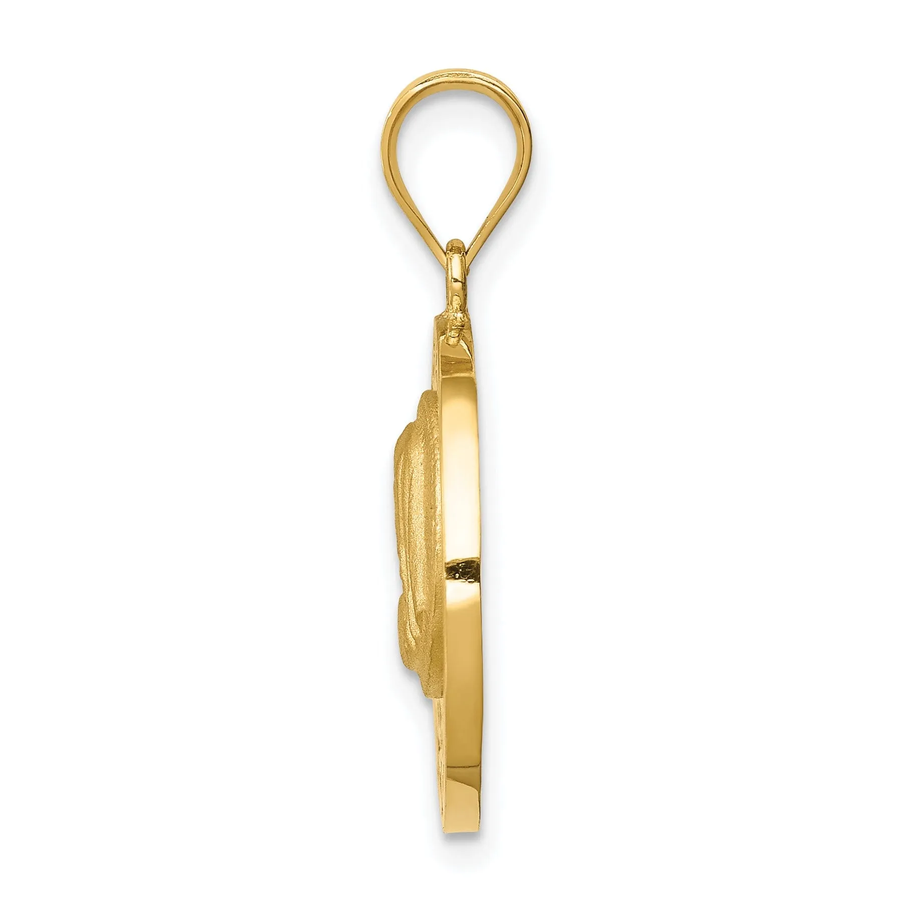 14k Yellow Gold Brushed and Polished Virgin Mary Pendant