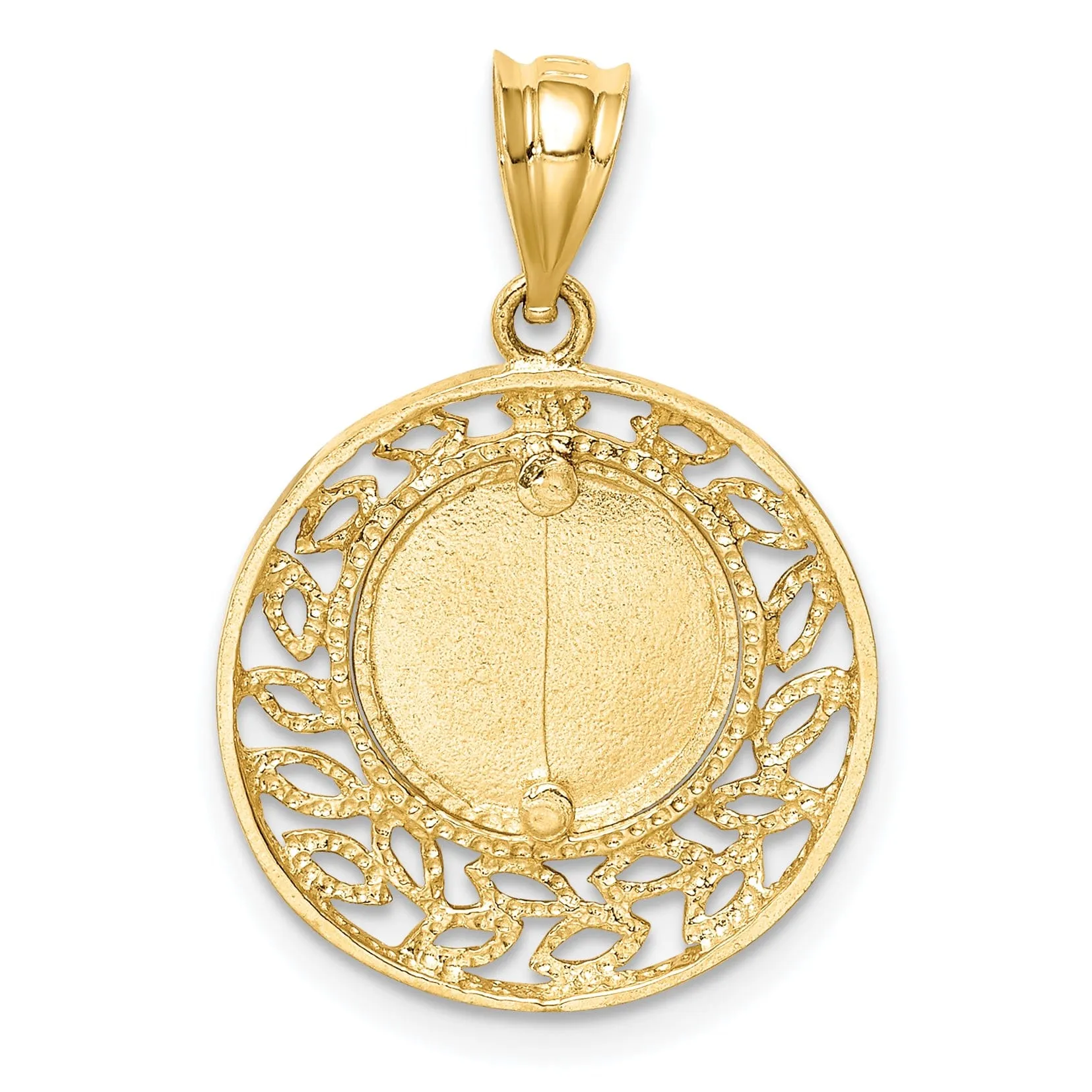 14k Yellow Gold Brushed and Polished Virgin Mary Pendant