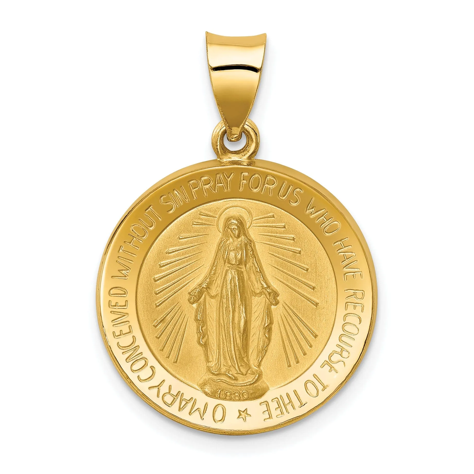 14k Yellow Gold Miraculous Medal Pendant