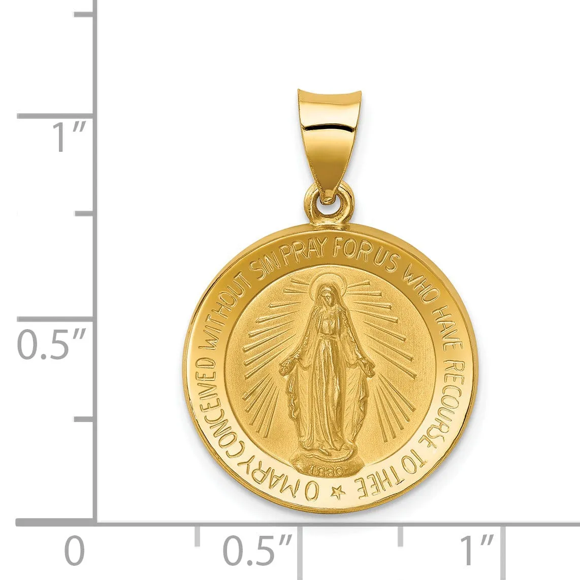 14k Yellow Gold Miraculous Medal Pendant