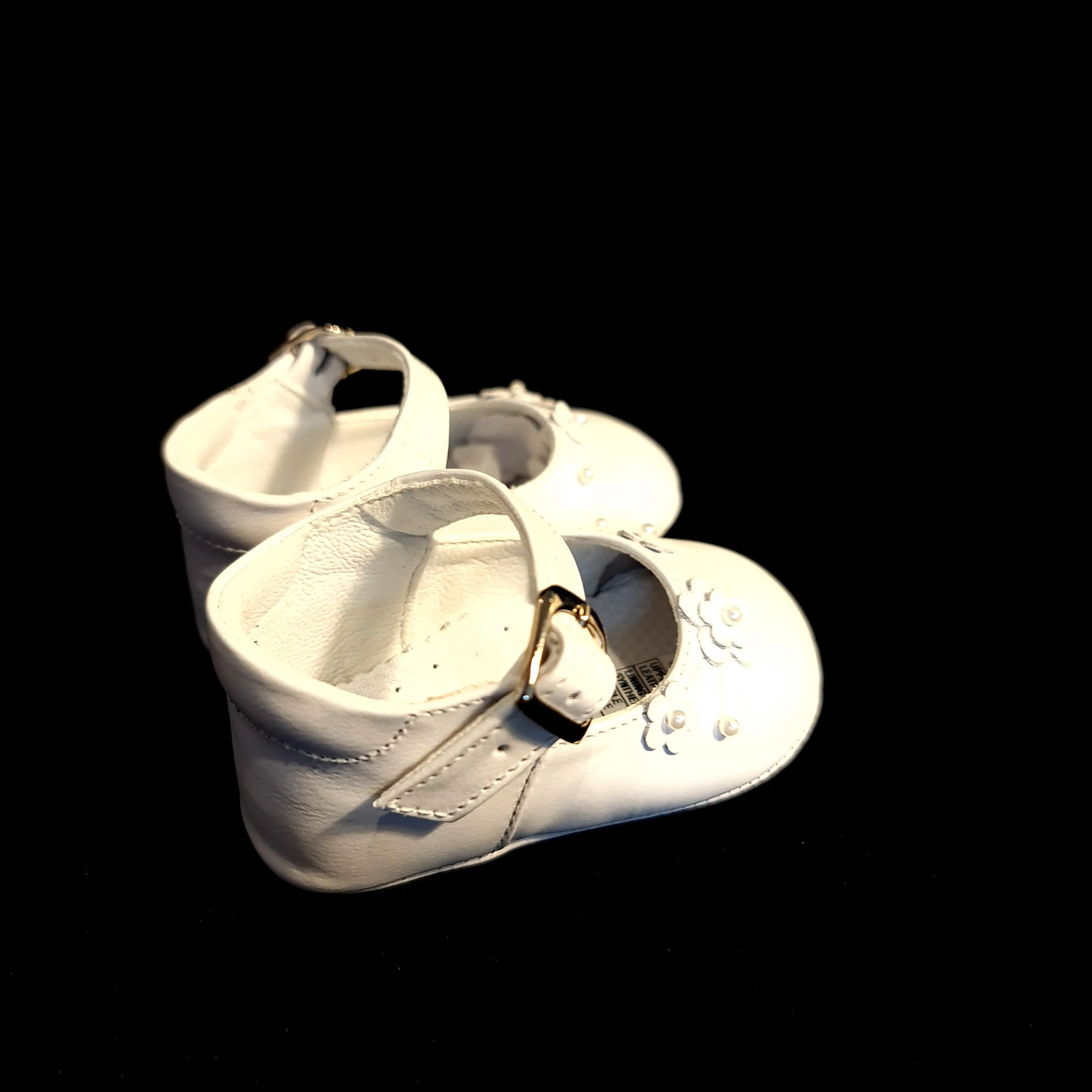 179 Will Beth soft leather pram shoes - buckle mary janes with flowers