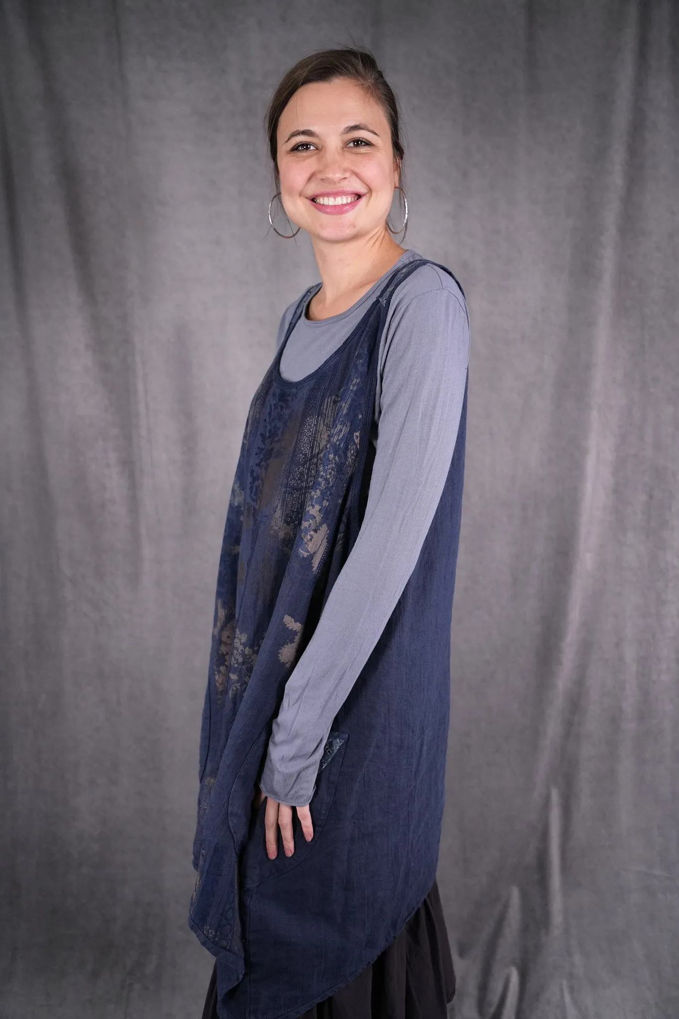 6182L- Lace Pinafore Vintage Indigo w/ lace-P