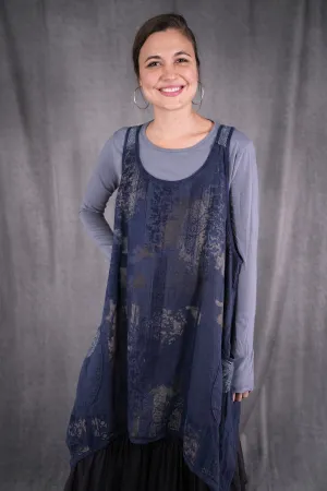 6182L- Lace Pinafore Vintage Indigo w/ lace-P