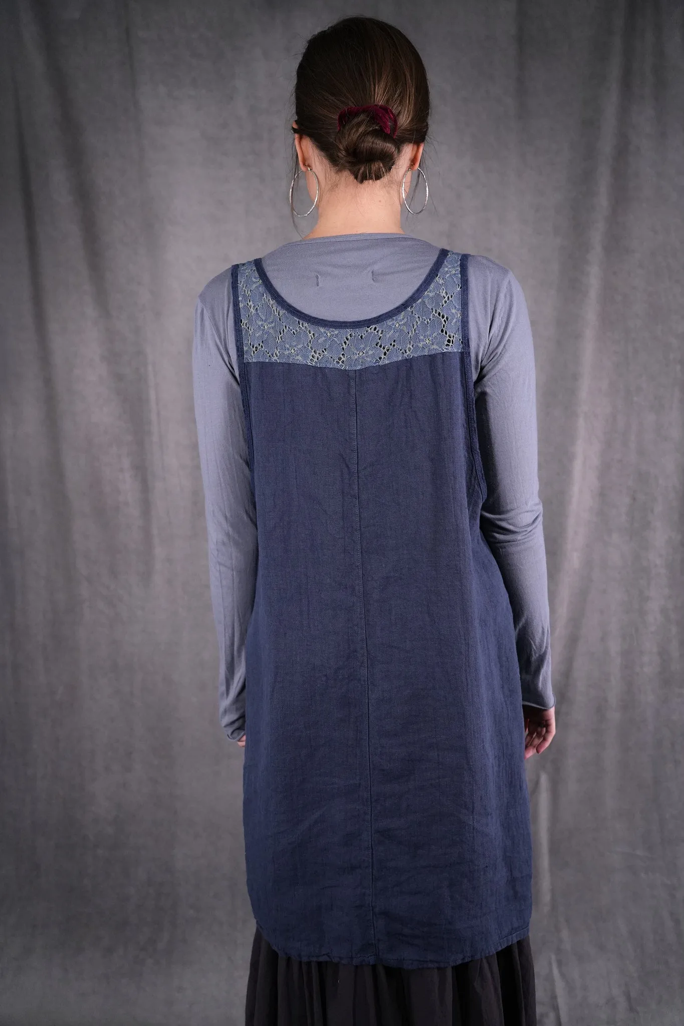 6182L- Lace Pinafore Vintage Indigo w/ lace-P