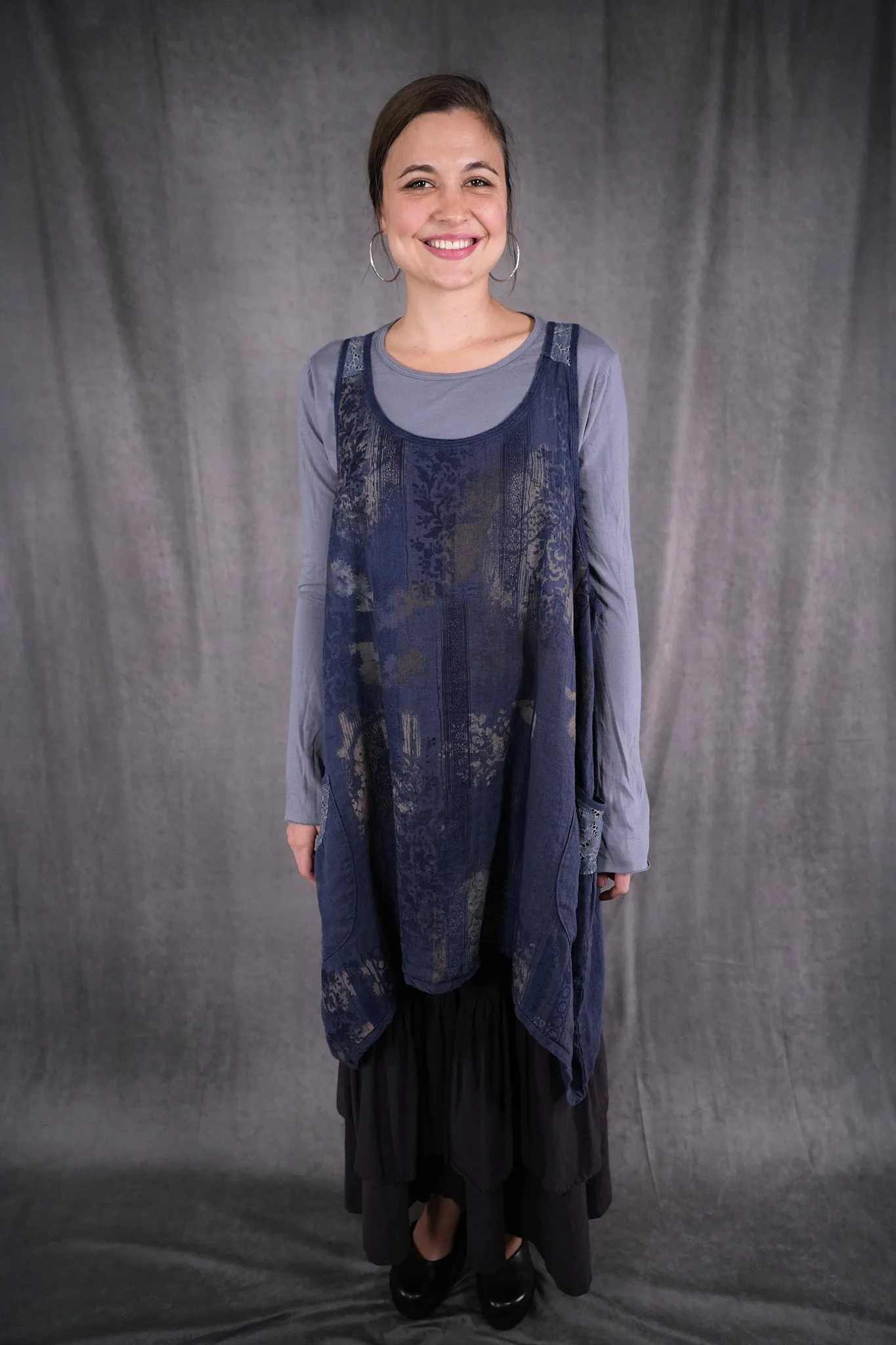6182L- Lace Pinafore Vintage Indigo w/ lace-P