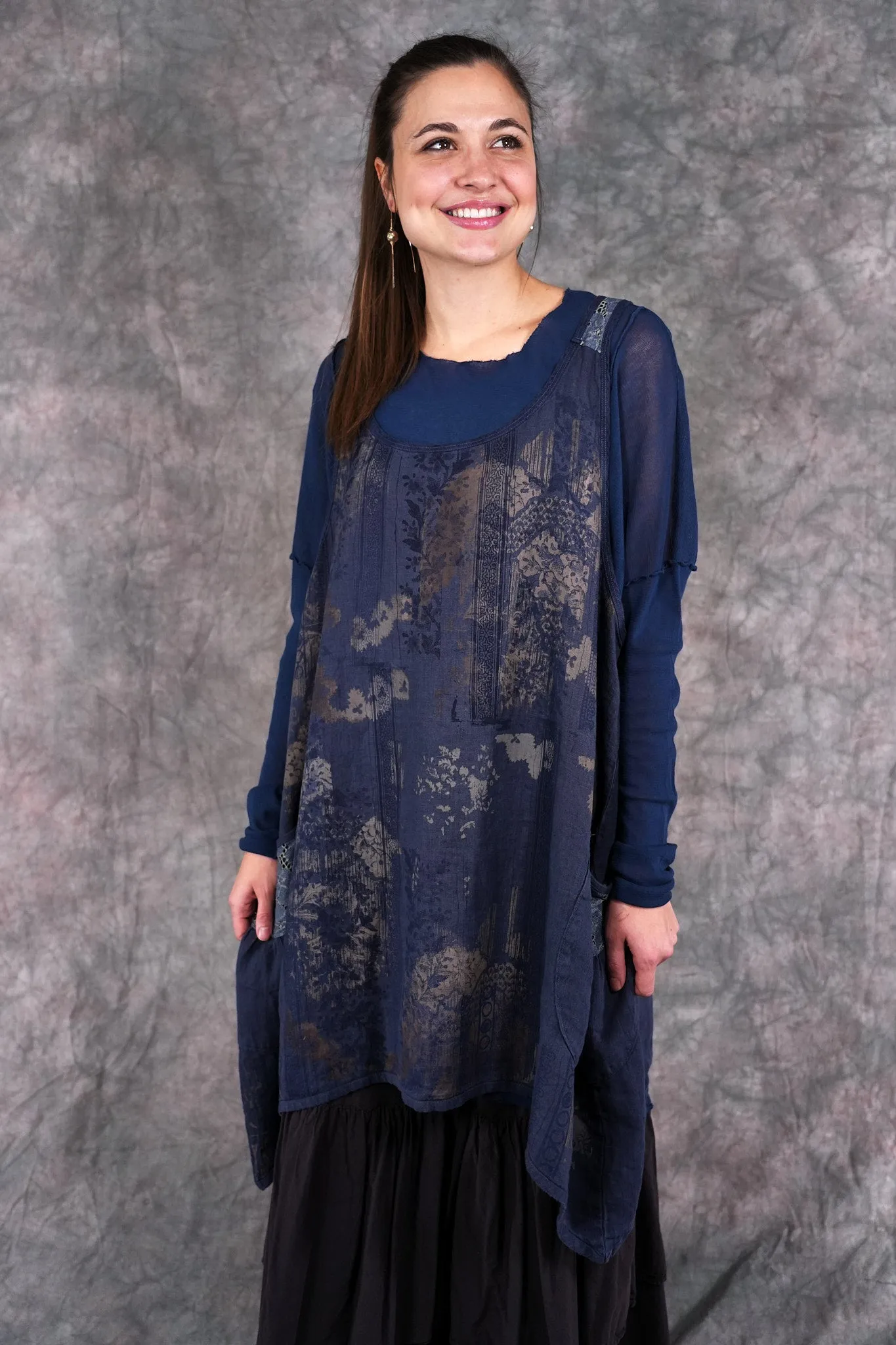 6182L- Lace Pinafore Vintage Indigo w/ lace-P