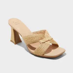 A New Day Women's Tia Mule Heels 89530591 Beige Brown 7.5M