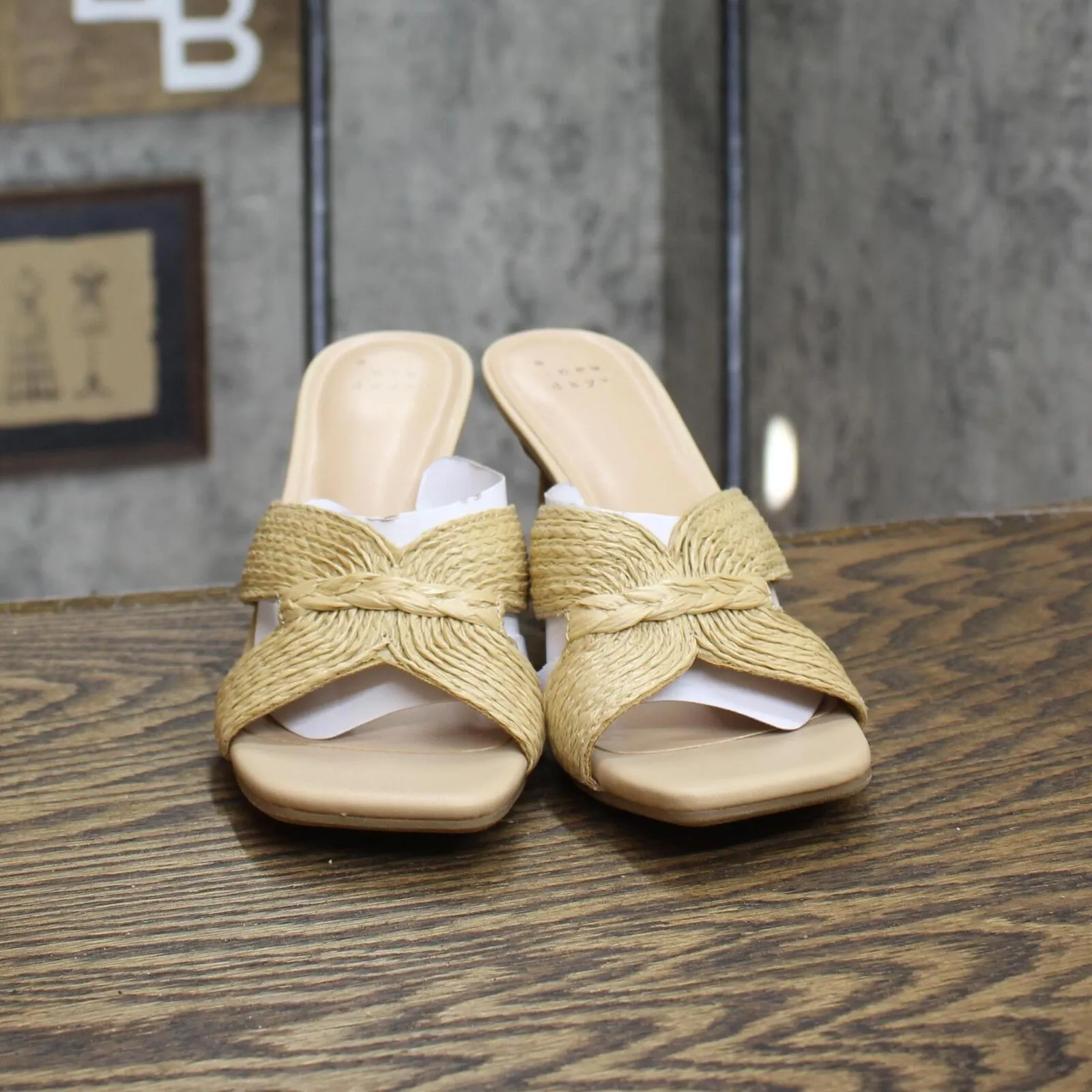 A New Day Women's Tia Mule Heels 89530591 Beige Brown 7.5M