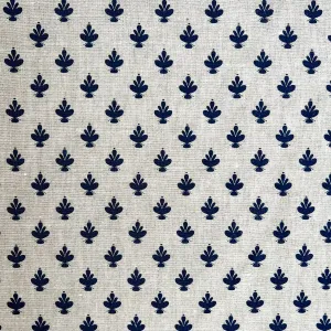 Adeline Fabric Indigo on Oatmeal