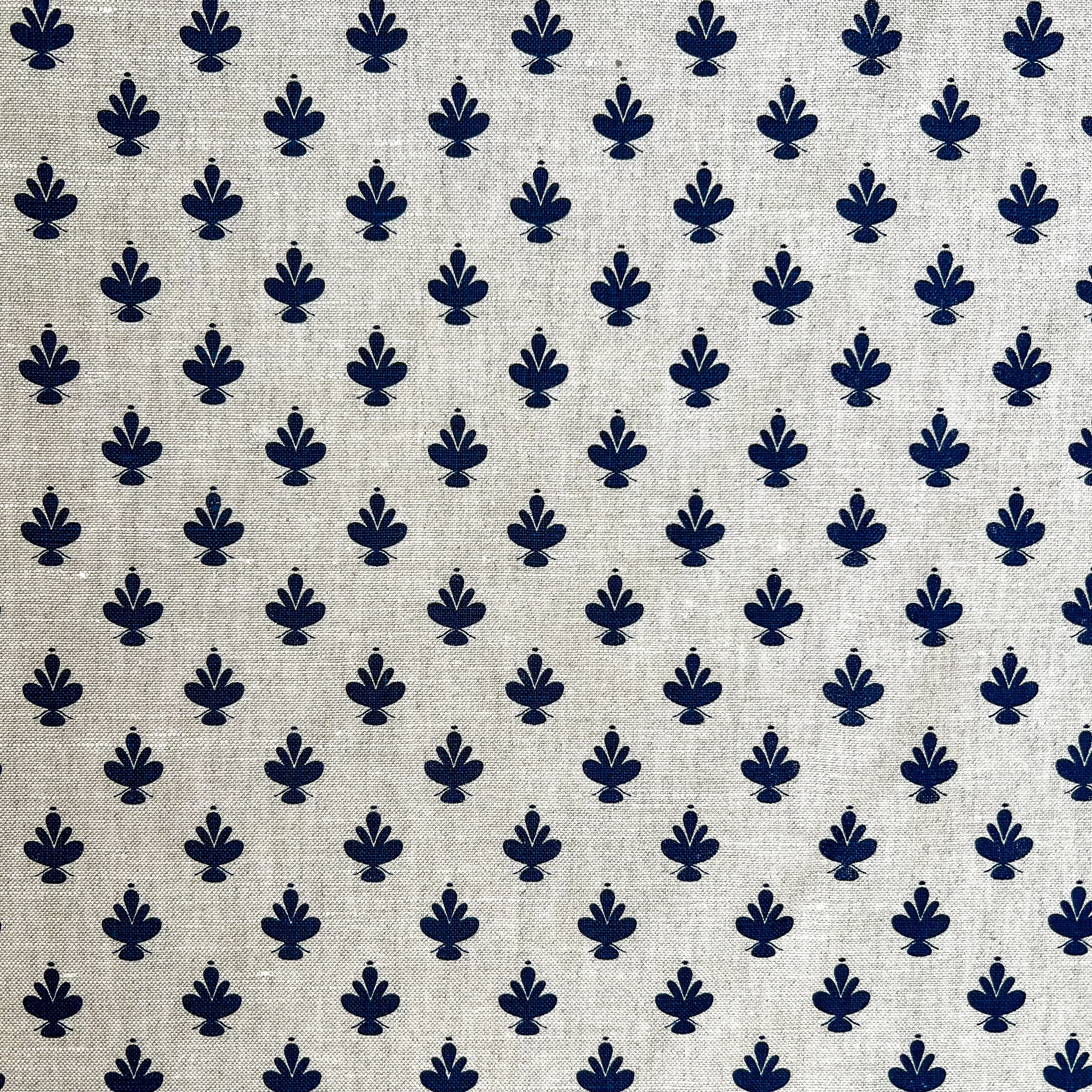 Adeline Fabric Indigo on Oatmeal