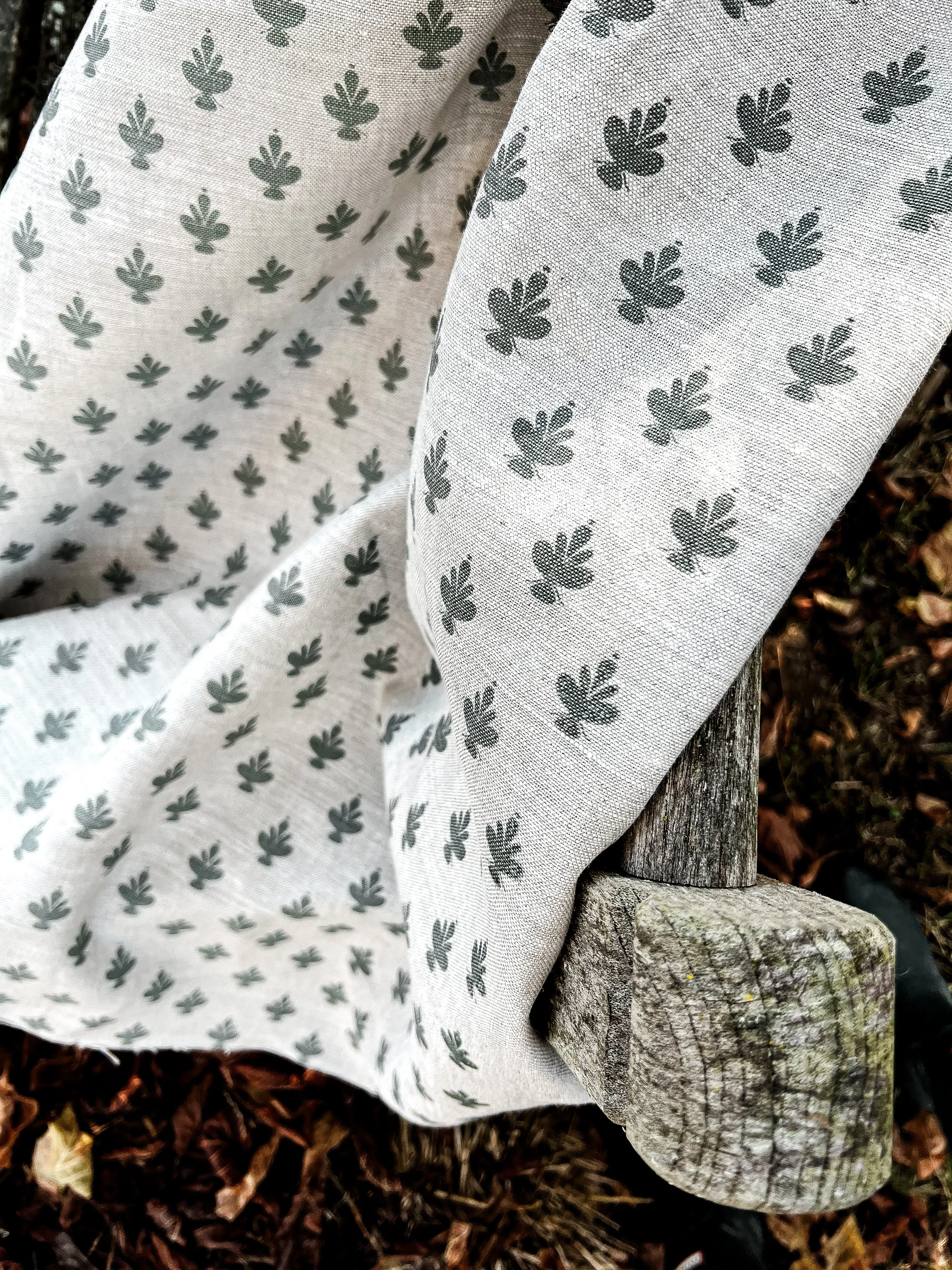 Adeline Fabric Wedgewood on Oatmeal
