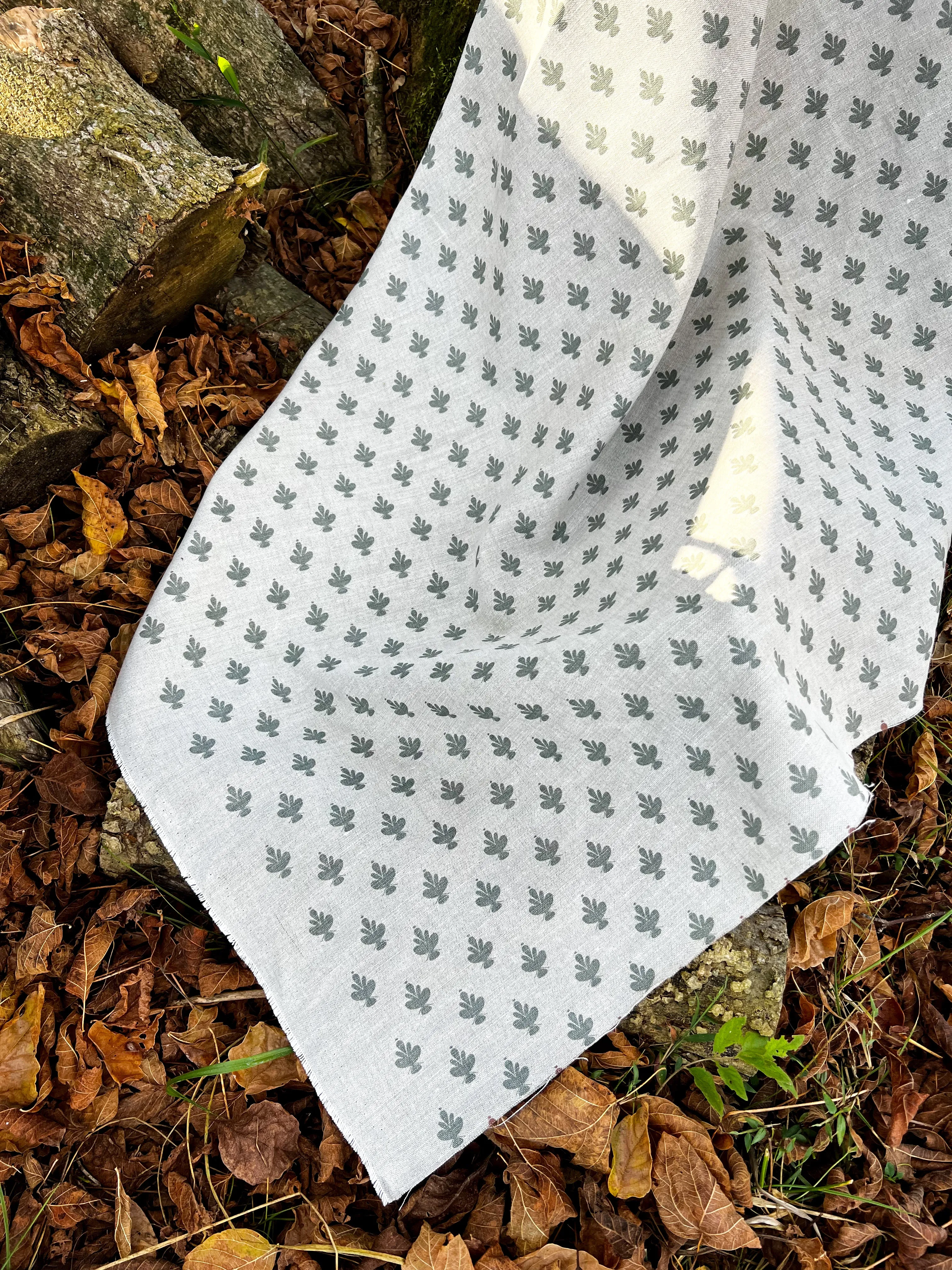 Adeline Fabric Wedgewood on Oatmeal