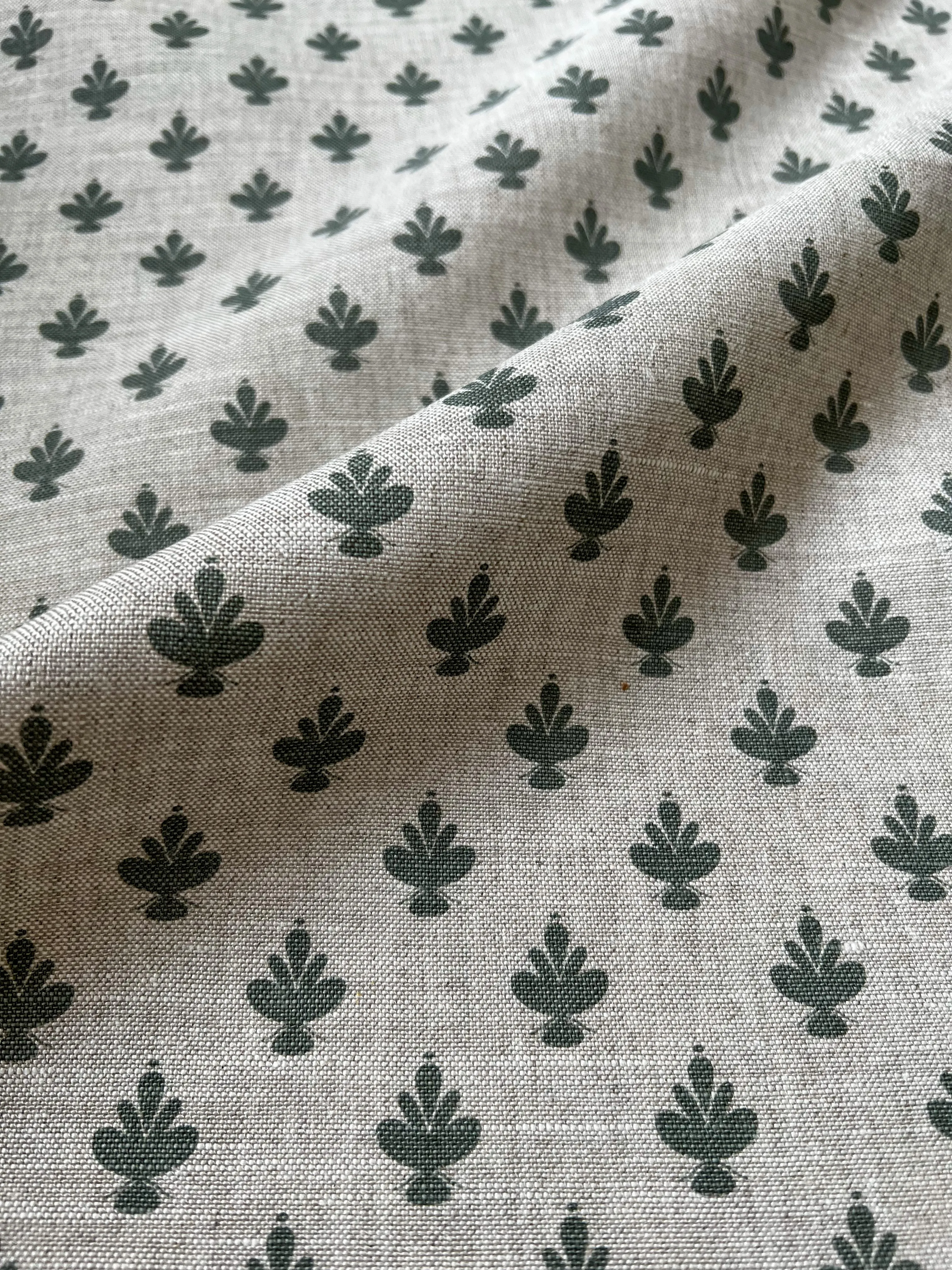 Adeline Fabric Wedgewood on Oatmeal