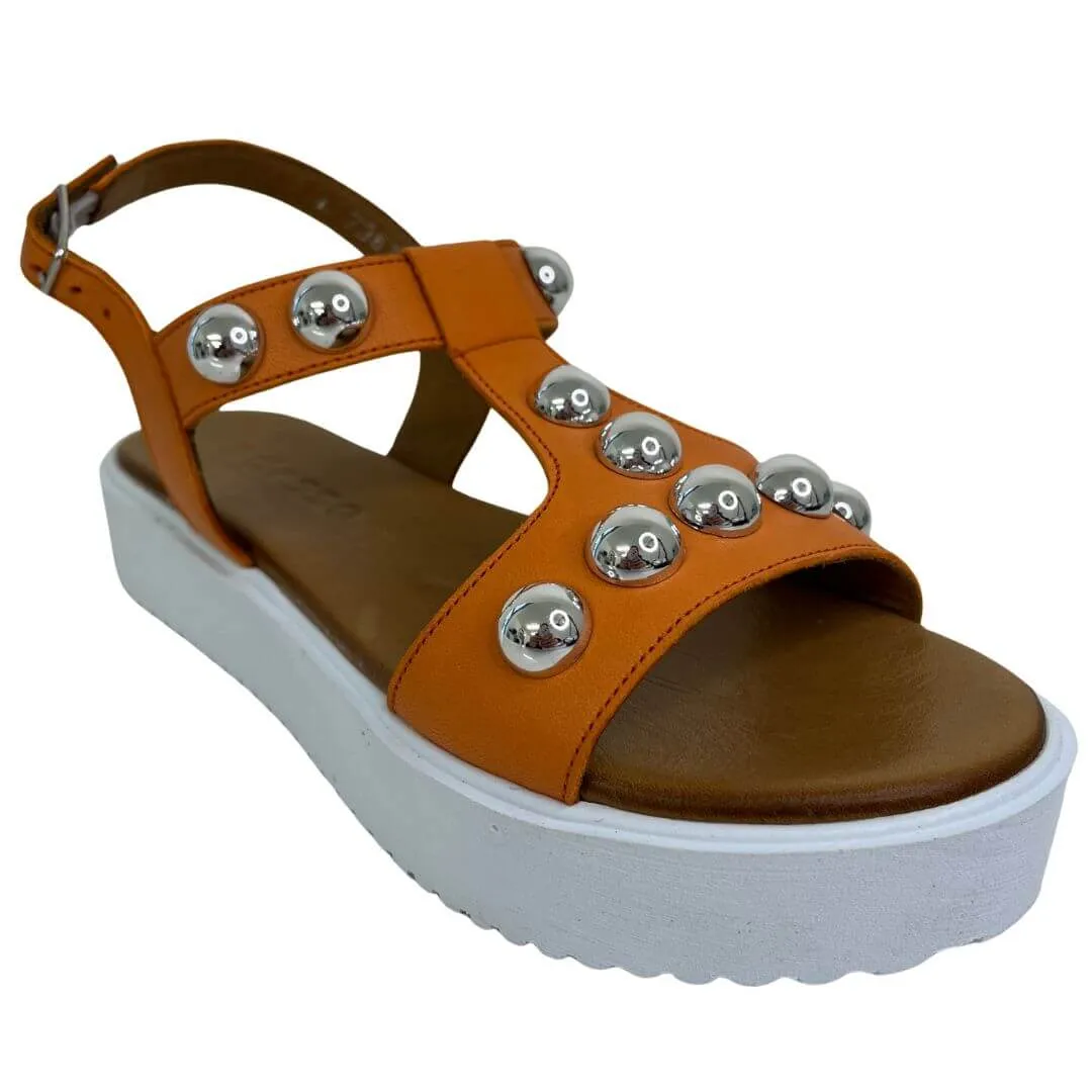 Adesso Summer Studded T Bar Sandals - Tangerine