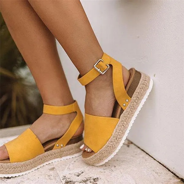 Adjustable Buckle Platform Sandals