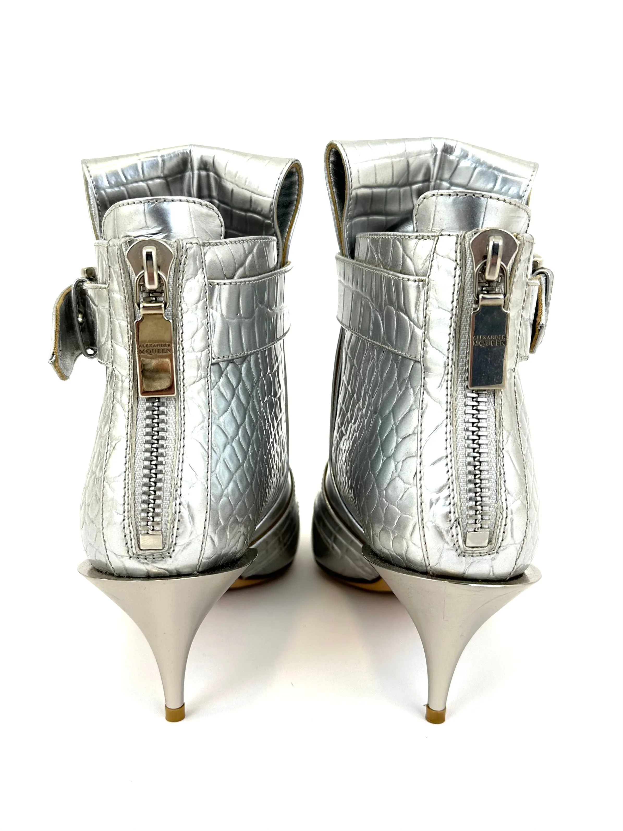 Alexander McQueen Croc Embossed Moto Boots*