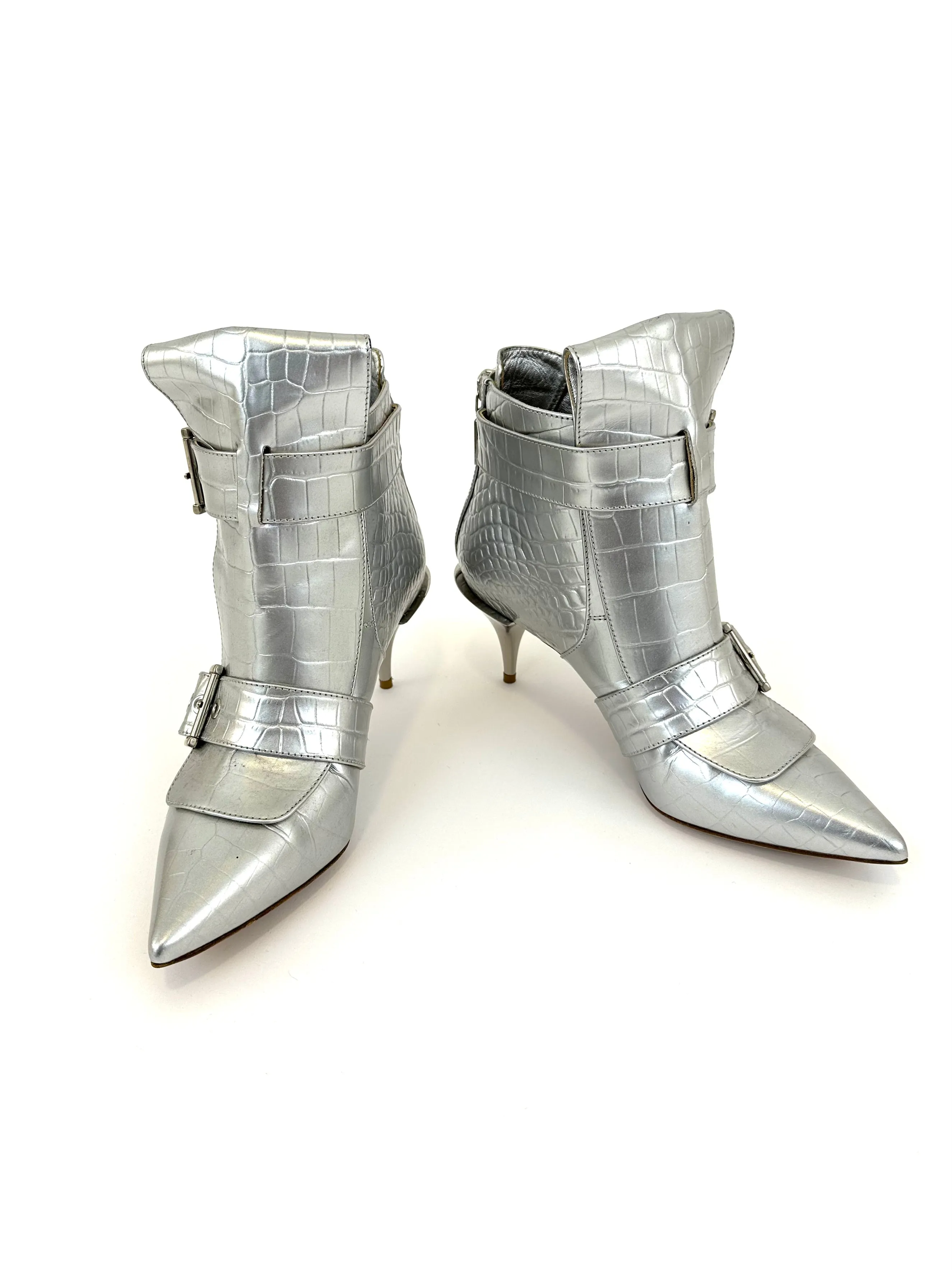 Alexander McQueen Croc Embossed Moto Boots*