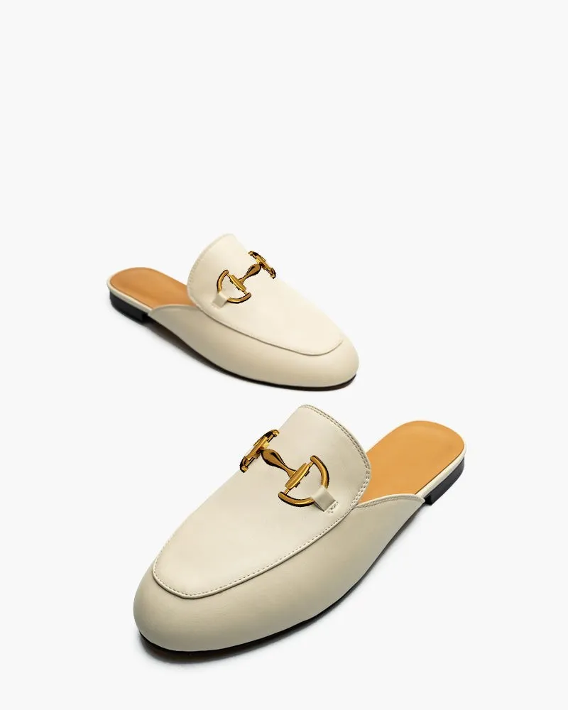 Alina Premium Leather Slide Slip-On Flat Mules