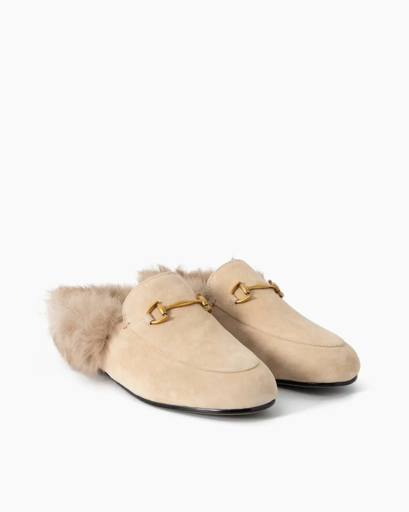Alina Urban Elegance Fur Suede Flat Mules