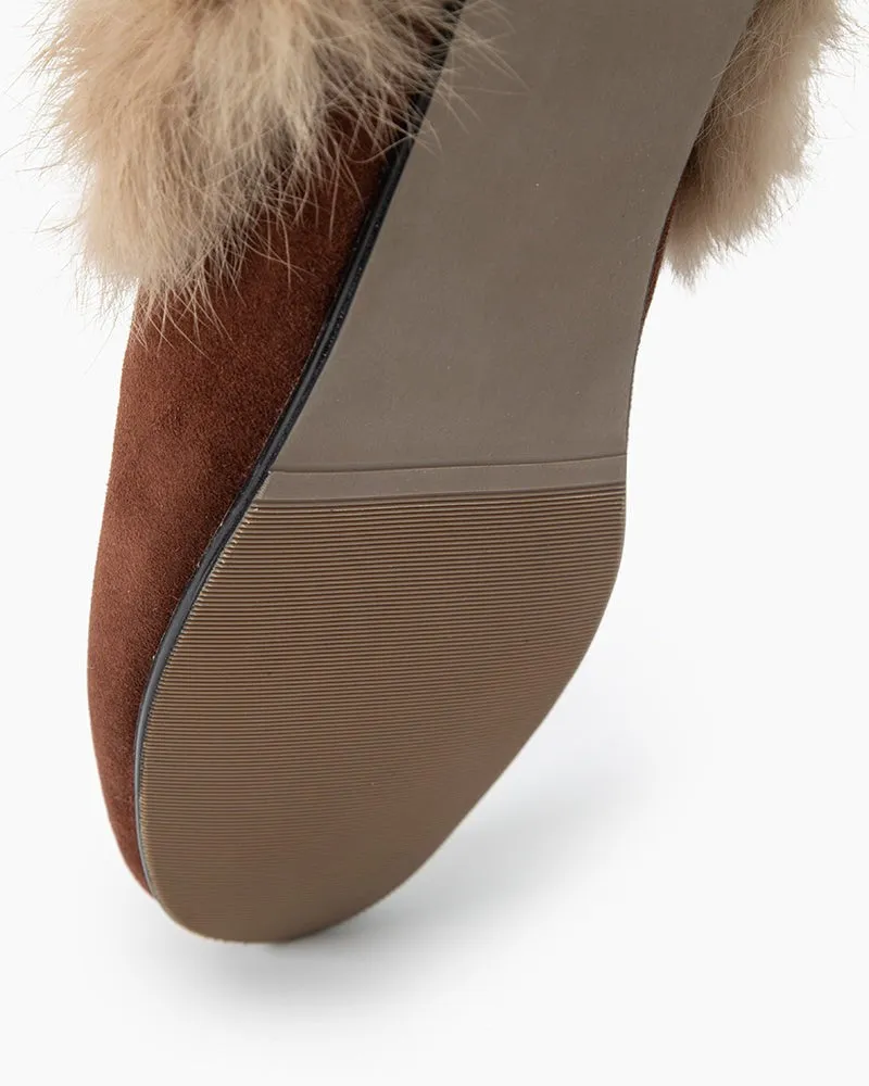 Alina Urban Elegance Fur Suede Flat Mules