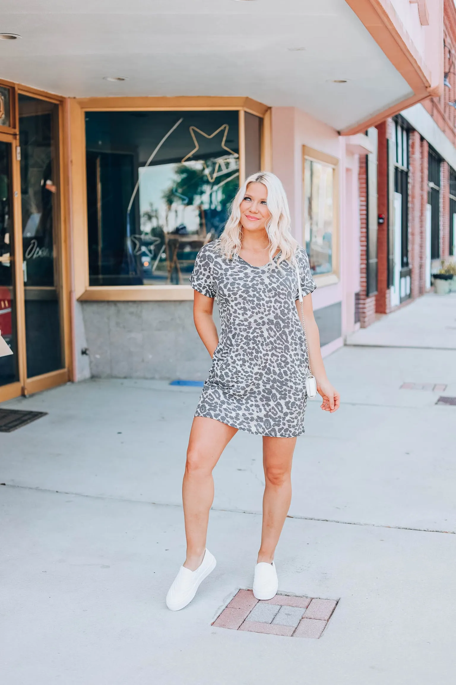 All The Luck Leopard T-Shirt Dress