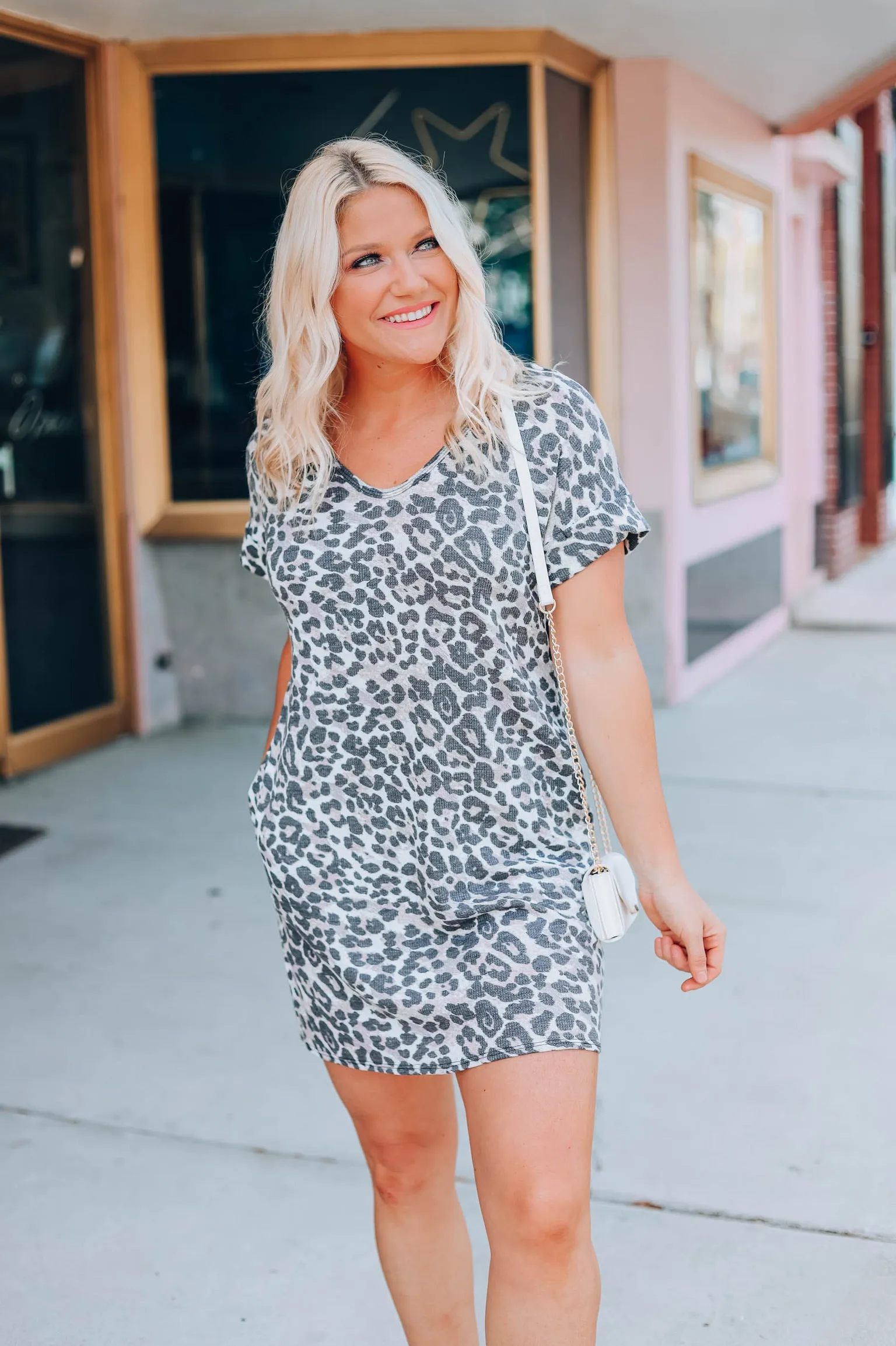 All The Luck Leopard T-Shirt Dress