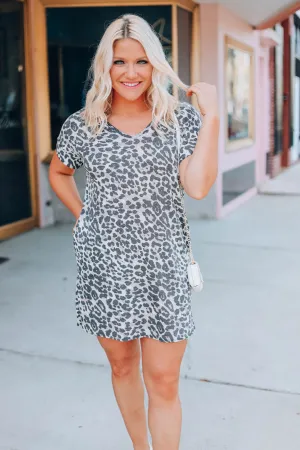 All The Luck Leopard T-Shirt Dress