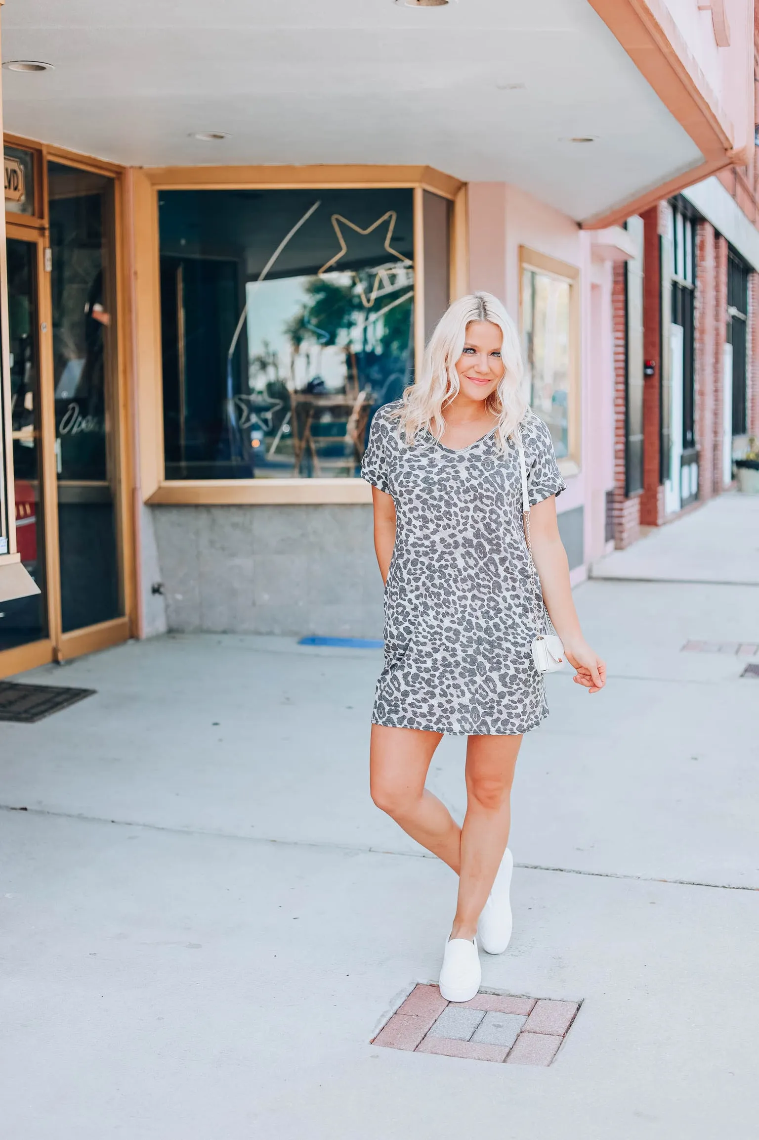 All The Luck Leopard T-Shirt Dress
