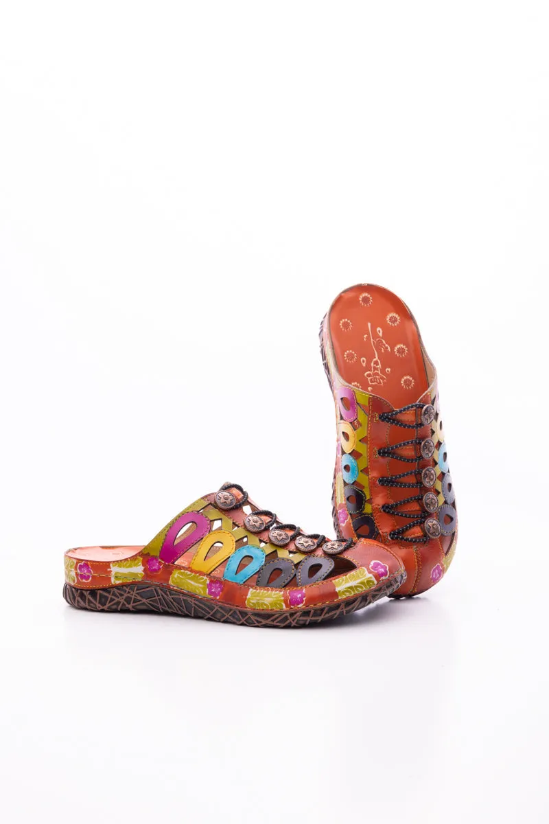 Annadale Cut-Out Floral Leather Sandal
