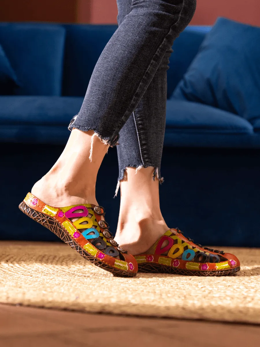Annadale Cut-Out Floral Leather Sandal