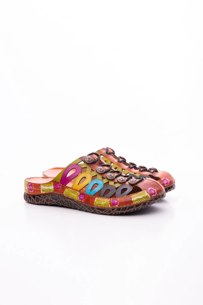 Annadale Cut-Out Floral Leather Sandal