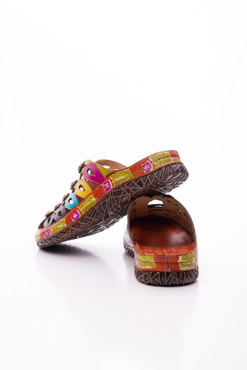 Annadale Cut-Out Floral Leather Sandal