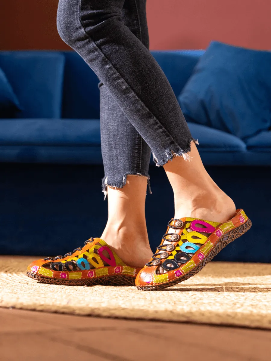 Annadale Cut-Out Floral Leather Sandal