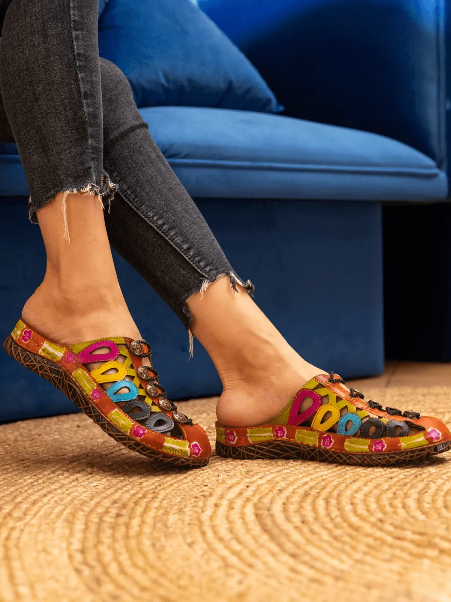 Annadale Cut-Out Floral Leather Sandal
