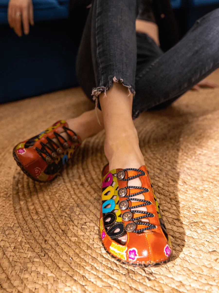 Annadale Cut-Out Floral Leather Sandal