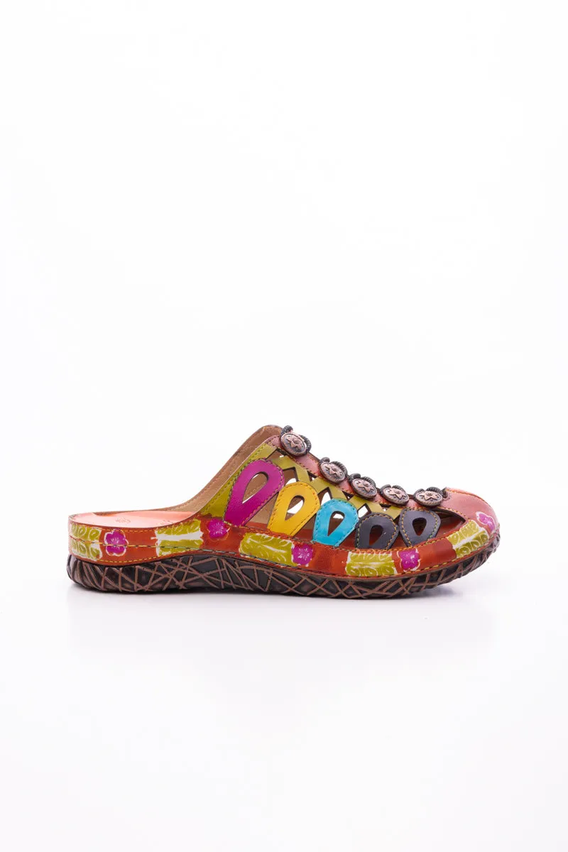 Annadale Cut-Out Floral Leather Sandal