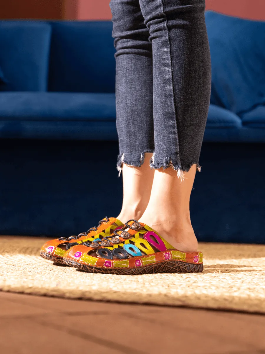 Annadale Cut-Out Floral Leather Sandal