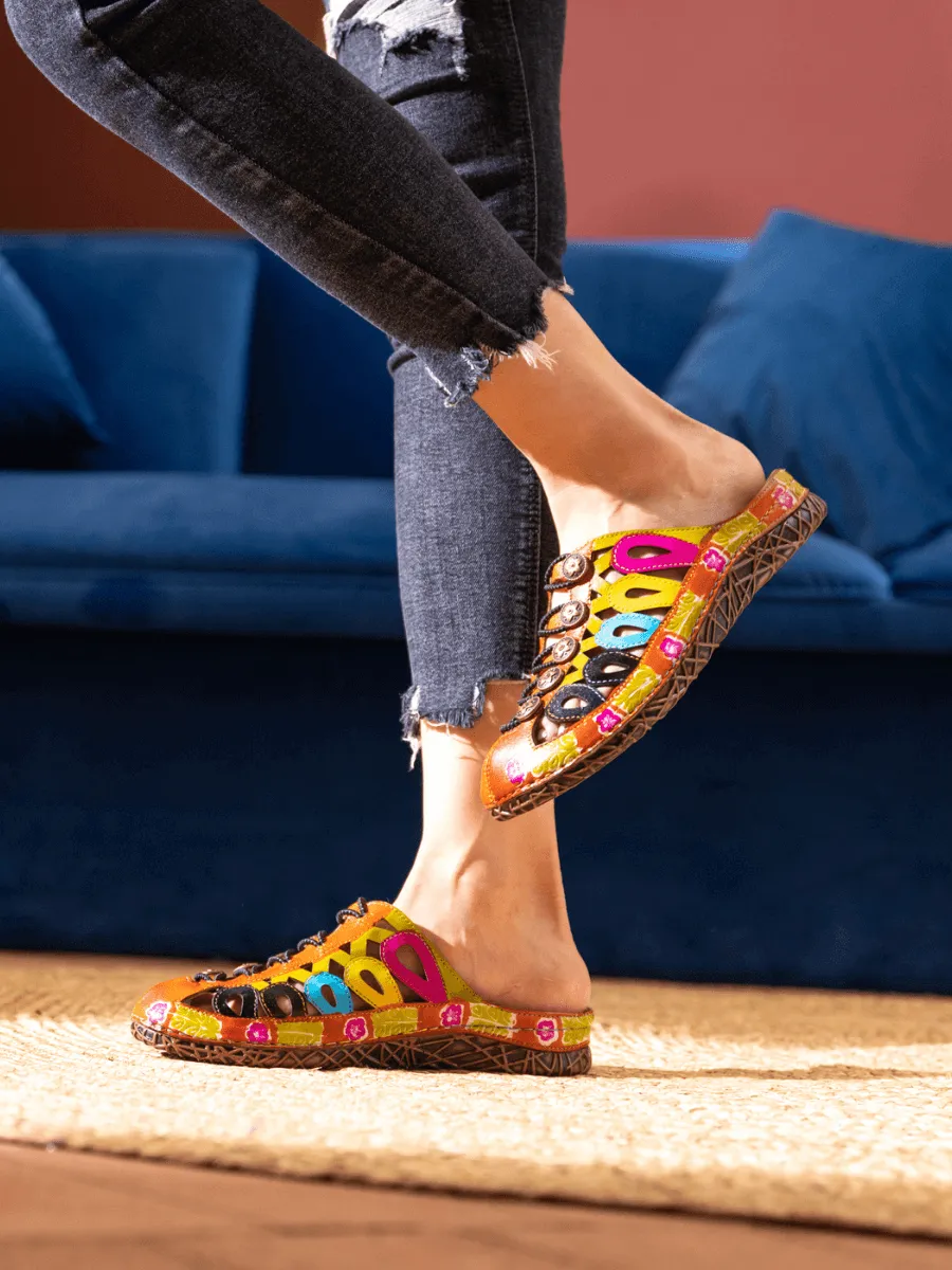 Annadale Cut-Out Floral Leather Sandal