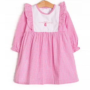 Ballet Beauty Embroidered Dress, Pink Gingham
