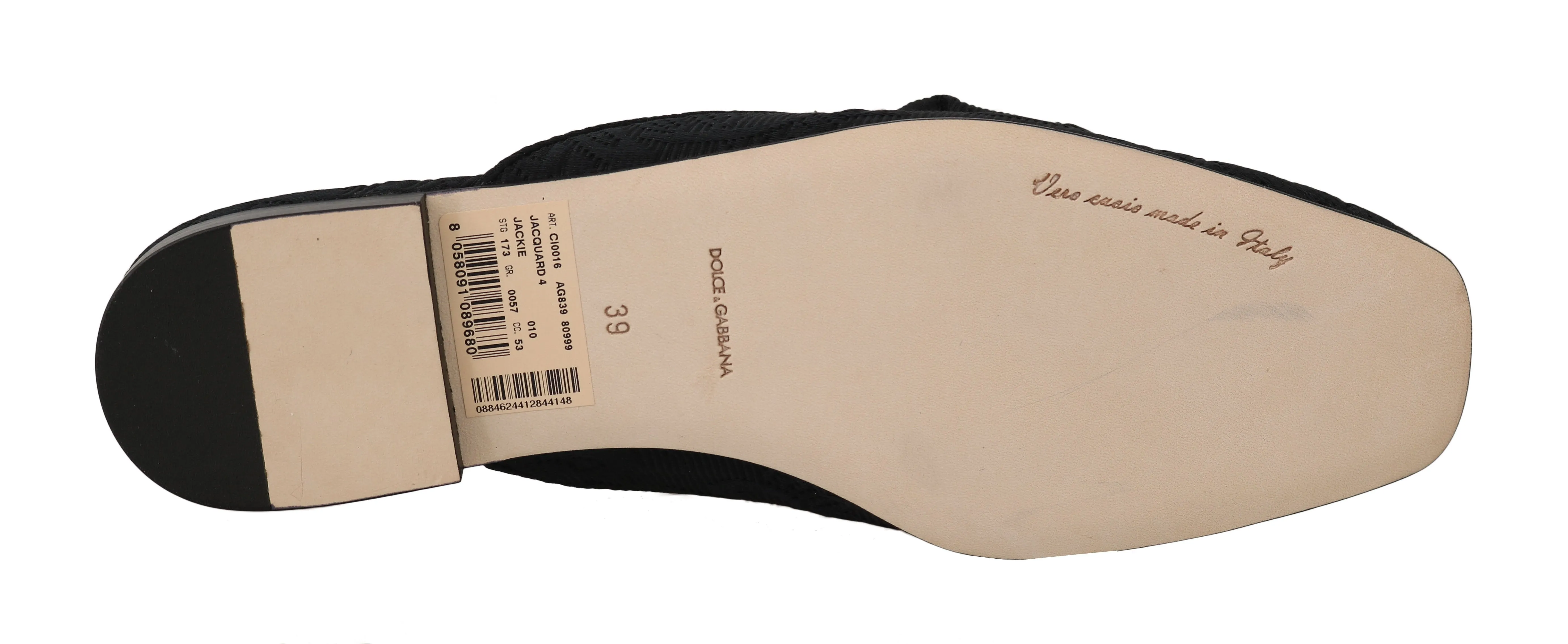 Black Brocade Logo Sandals Mules