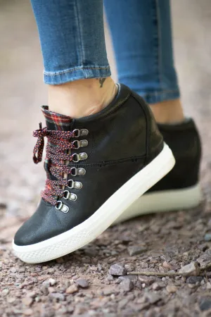 Black Lace Up Sneaker Wedge