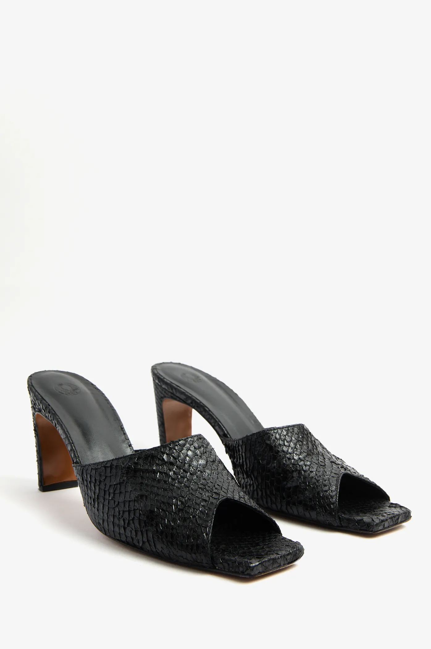 Black Salmon Skin Mules